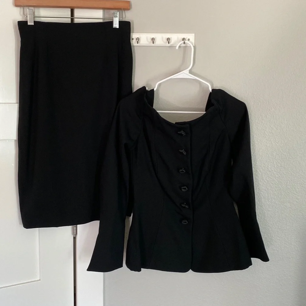 Christian Dior black skirt and blazer suit